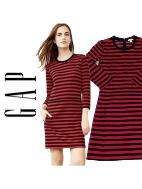 GAP Women's Red and Black Striped Dress